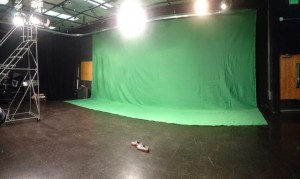Photo of big green screen in studio